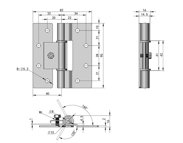 不銹鋼304可調阻尼鉸鏈 扭矩合頁 大阻尼鉸鏈 隨意停鉸鏈 定位